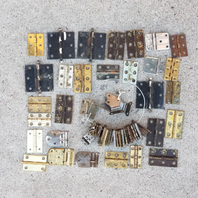 LOT Vintage Reclaimed Used Cabinet Hinges Mix Lot All Salvage Hardware