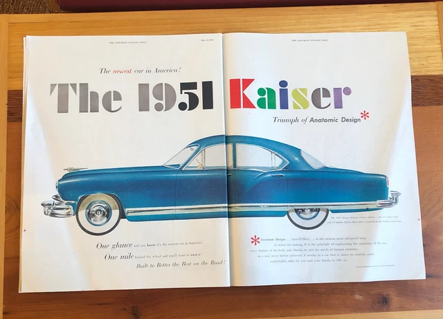 Vintage “The 1951 Kaiser”Original Ad In Saturday Evening Post