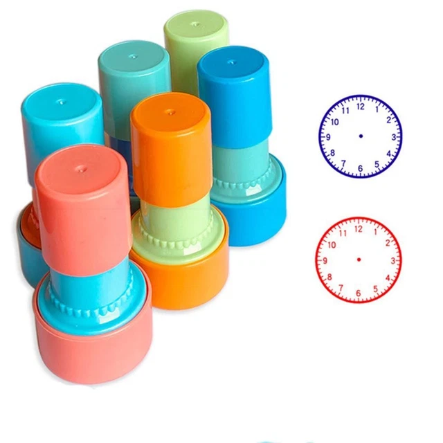 Estampilla reloj de reconocimiento de juguete para niños herramientas de enseñanza esfera reloj