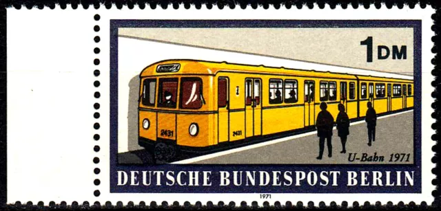 Berlin 384 postfrisch Jahrgang 1971 Rand links Eisenbahn U Bahn Subway Verkehr