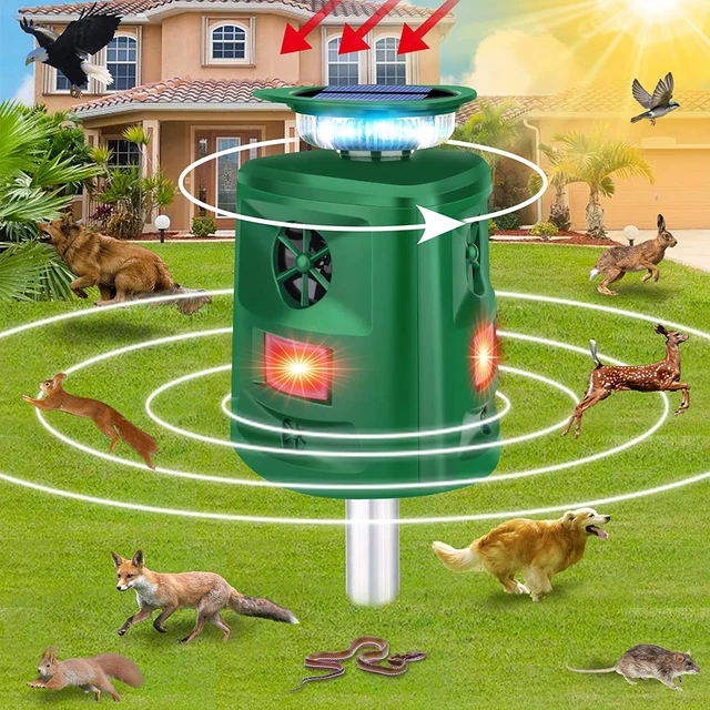 Solar Animal Repeller, 360°Ultrasonic Animal Repeller, Cat Repellent Outdoor, Do