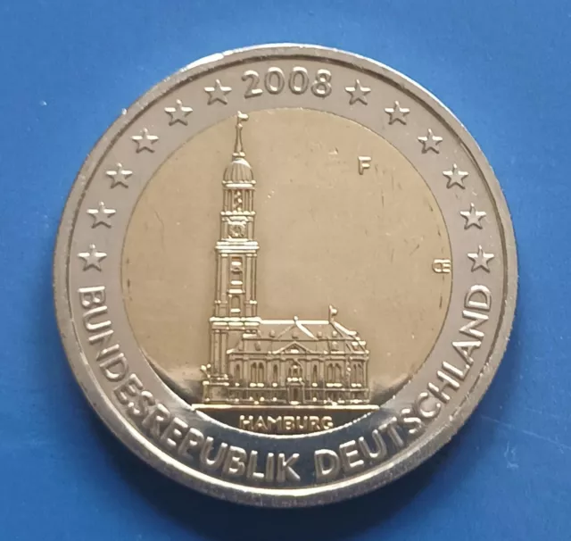 2 Euro Münze BRD 2008 F - Hamburger Michel Fehlprägung Alte Karte