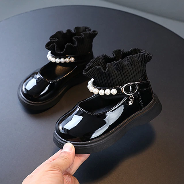 Scarpe principessa neonato bambini bambine stivali in pelle scarpe di lana perla 6