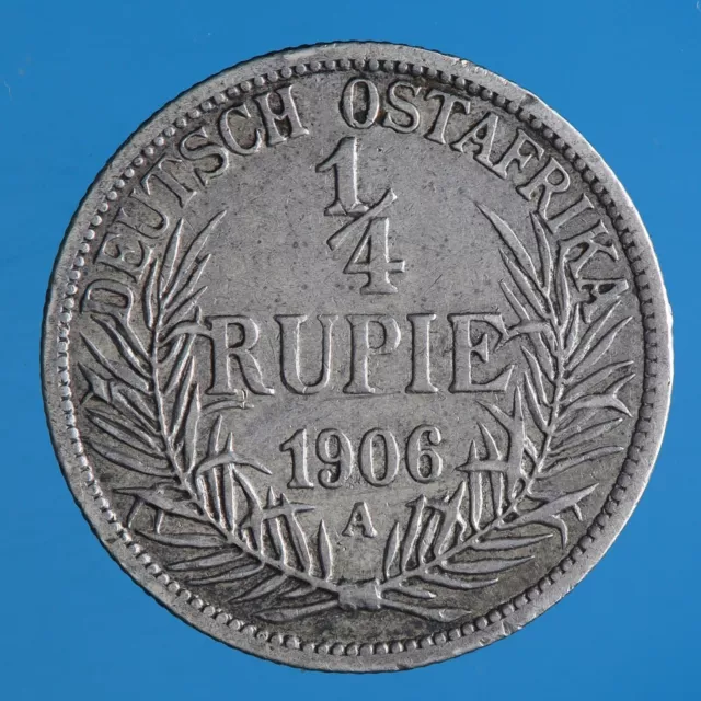 GERMAN EAST AFRICA GUGLIELMO II 1/4 RUPIA  1906 A SILVER COIN ARGENTO bel BB