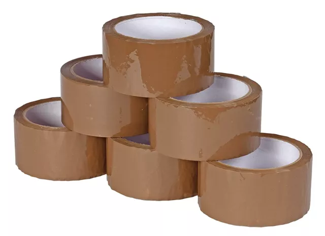 Lot de 24 Ruban adhésif polypropylène marron bruns 48 mm x 66 m rouleaux  scotch d'emballage de qualité supérieure silencieux et