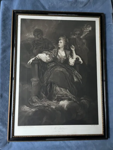 Portrait of Actress Mrs Sarah Siddons by Sir Joshua Reynolds Mezzotint Engraving