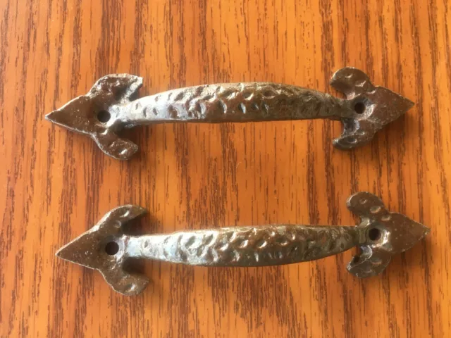 2 New Brown  Cast Iron 6.75" Rustic Spade Drawer Door Cabinet Pulls Handles