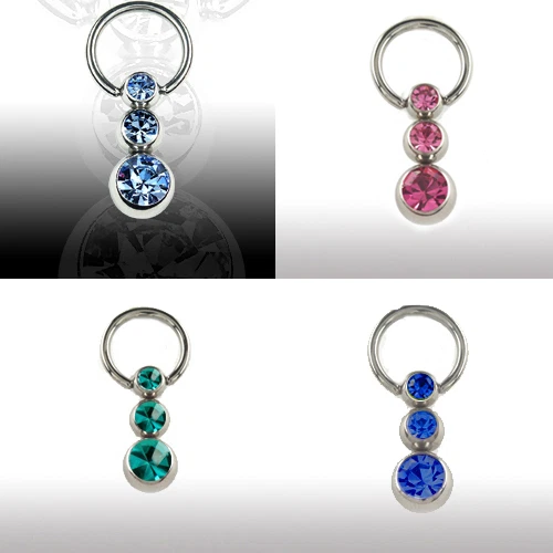 Intim PIERCING Schmuck Ohr Brust Klitoris Ring Kristall Kugeln 5+6+8mm
