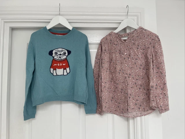 Girls, Bundle Mini Boden Dog Jumper And Zara Blouse Age 8 To 9 ￼