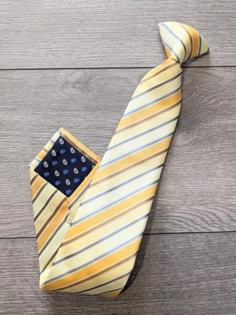 Men’s Clip-On Safety Necktie 100% Polyester Yellow & Orange Stripe
