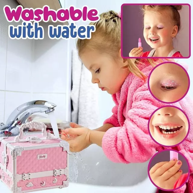 Girl Kids Makeup Kit for Make Up Remover Real Washable Non Toxic Princess  Set US