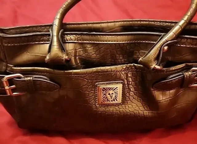 Anne Klein Handbag Women's  Brown Faux Leather Croc Embossed Shoulder Bag