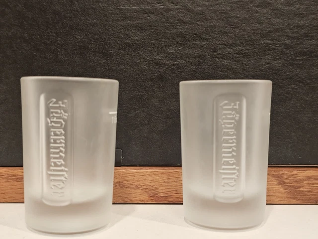 Shot Glass Pair Jagermeister Frosted  Barware Liquor 1oz