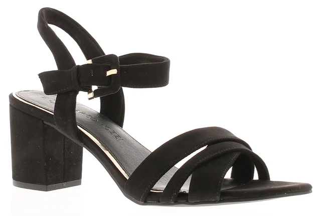 Marco Tozzi Femmes Sandales Bloc à Talon Marisa Boucle Fermoir Noir UK Taille 6