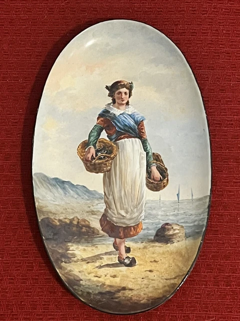 Rare Vintage French H. B. & Cie Choisy Le Roi France Hand Painted Oval Porcelain