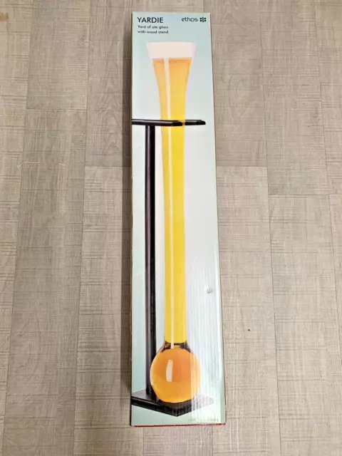 Yard of ale glass with wooden stand - Boxed