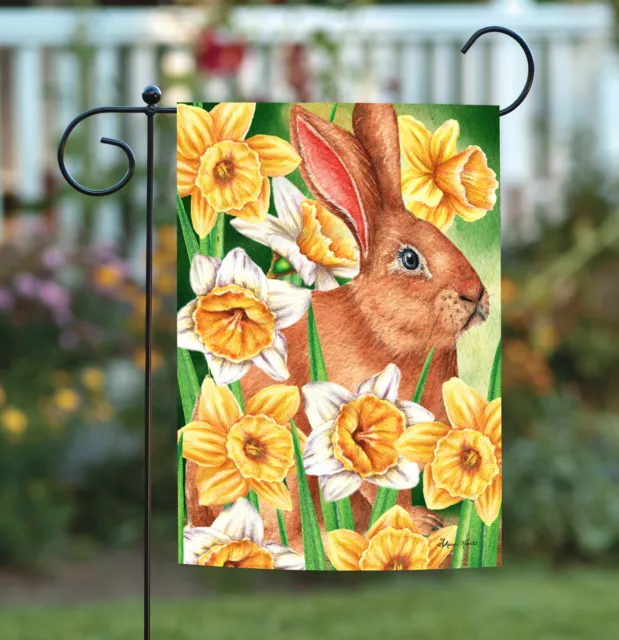 Toland Daffodil Rabbit 12x18 Cute Spring Bunny Flower Garden Flag