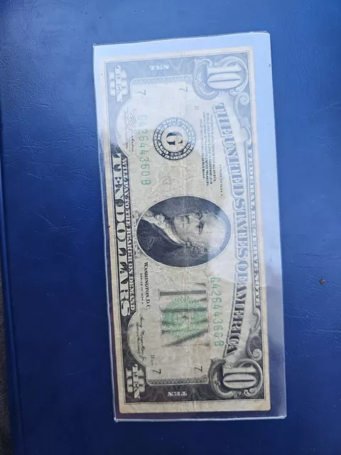 1934 A $10 Ten Dollar Bill Green Seal Circulated United State Note Currency