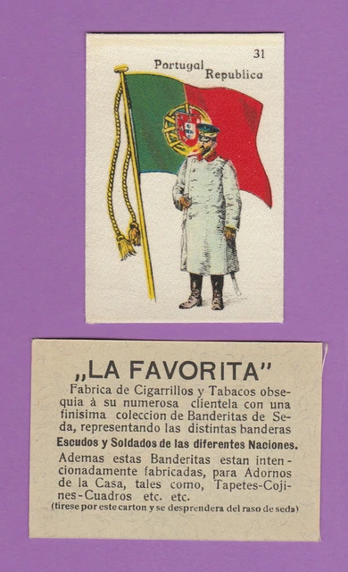 La Favorita (Canary Islands) - Scarce Silk Flags & Soldiers Card - Portugal