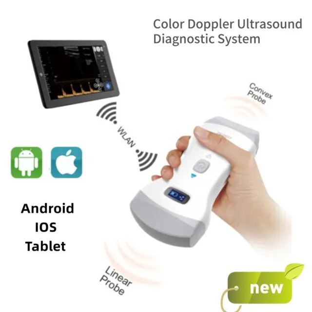 Wifi Wireless Color Doppler Handheld Ultrasound Scanner Convex+Linear Software