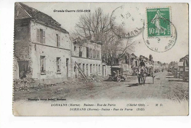 51  Dormans  Les Ruines  Rue De Paris  Xx 1 Coin Plie Xx
