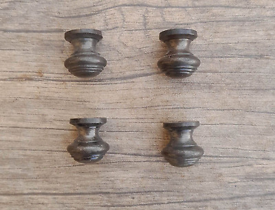4pcs Vtg cast iron round bronze paint door cabinet drawer cupboard knobs handle