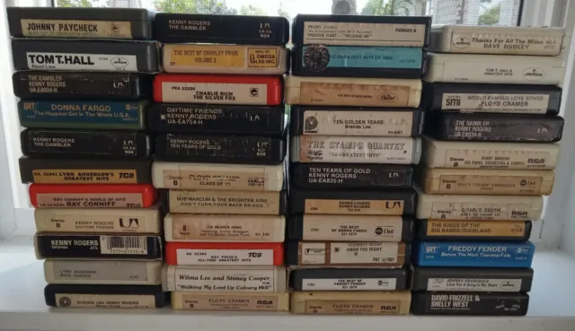 Country Music 8 Track Lot Of 44 Kenny Rodgers Ray Conniff Freddy Fender Floyd