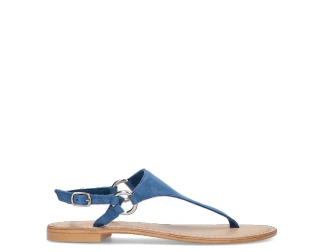 Chaussures CRISTIN Femme Sandales Basses Bleu Cuir Naturel, en Daim CATRIN34E