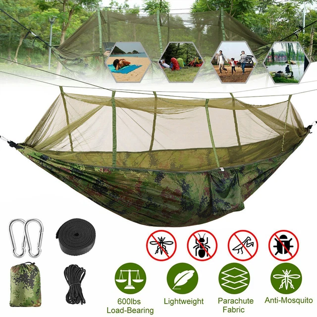 Double Person Camping Hammock with Mosquito Net Hiking Tent Hanging Sleeping Bed