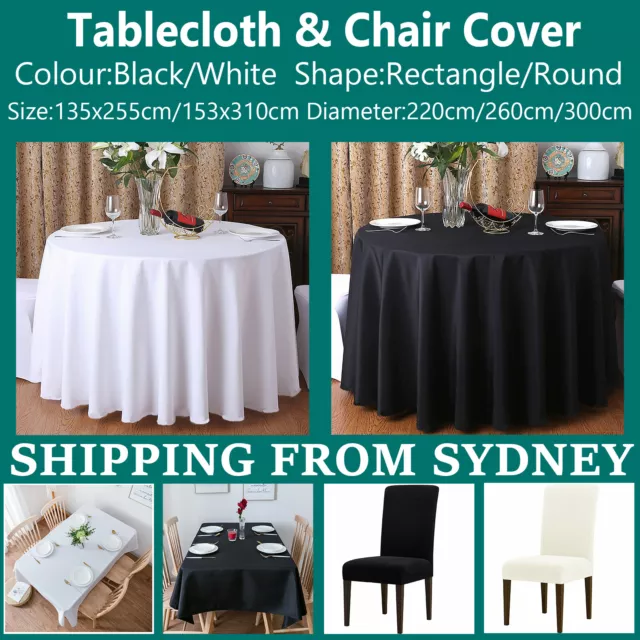 Tablecloths Rectangle/Round Black White Wedding Markets Table Cloths Event Party