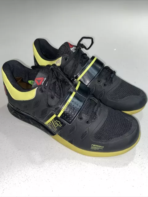 REEBOK TRAINERS SIZE 8 Neon Black Cf74 Power Weight Lifting