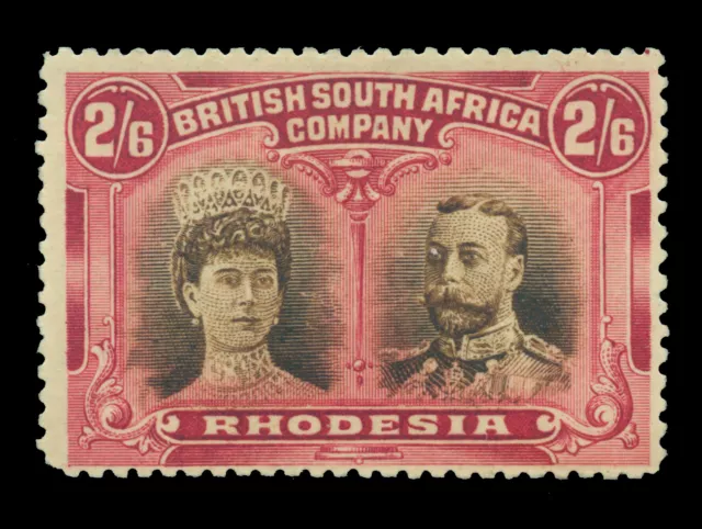 British SOUTH AFRICA  RHODESIA 1910 Double Heads 2/6d bistre brn SG 156a mint MH