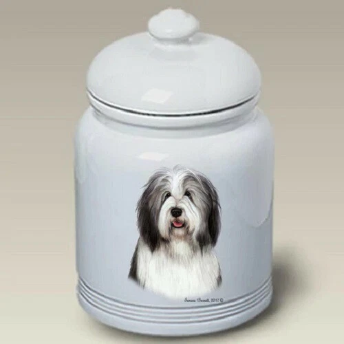 Blue and White Bearded Collie Ceramic Treat Jar TB 34170