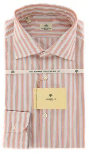 Luigi Borrelli Orange Striped Shirt - Extra Slim - (EV1765-A)
