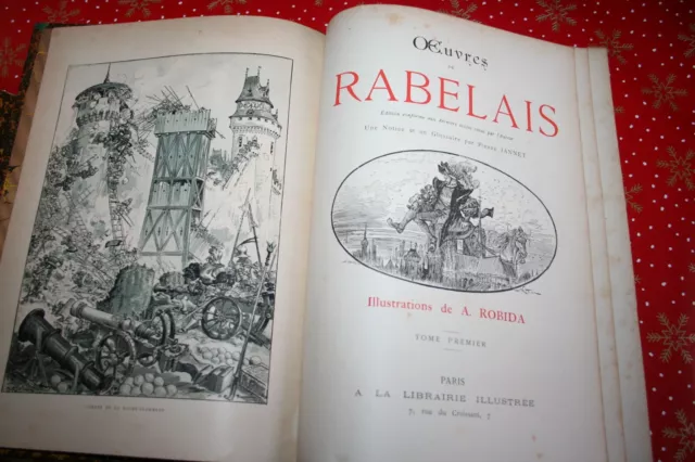 OEUVRES DE RABELAIS  ILLUSTRATIONS  DE A. ROBIDA éd. 1952 2 FORTS VOLUMES