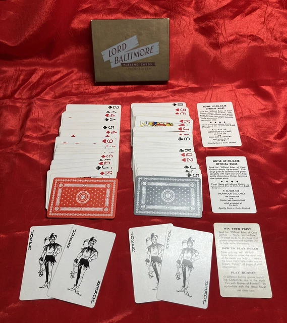 VINTAGE LORD BALTIMORE Linen Finish Playing Cards 2 Decks w/ Original