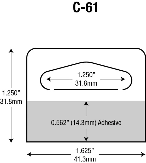 Slot Hole Hang Tab with Adhesive 100/pack. (1.250" X 1.625") Hang Tabs