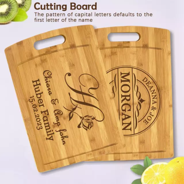 Tabla de cortar de bambú personalizada nombre familiar regalo cocina de madera grabada personalizada