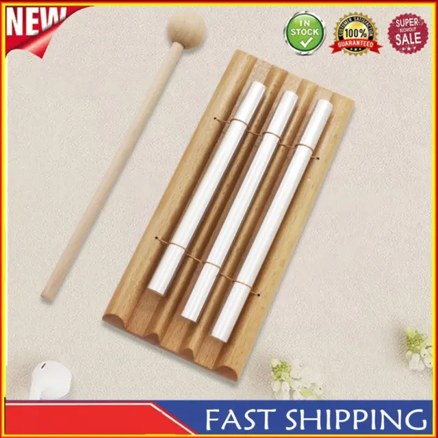 Three Tone Chime Bell with Mallet Wooden Handheld Chimes for Sound Therapy