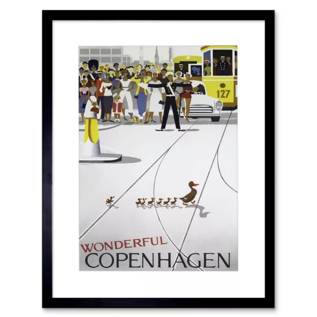 Travel Copenhagen Smiling Duck Ad Framed Art Print Picture Mount 12x16 Inch