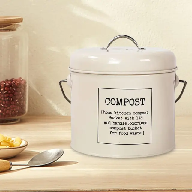 Petite poubelle à compost pour cuisine - 5 l - Poubelle pour cuisine,  comptoir avec couvercle pour déchets - Composteur d'intérieur pour cuisine  (vert-A)