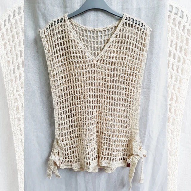 100% Handmade Men Crochet Cotton Mesh Shirt New Gift Men's Vest Top