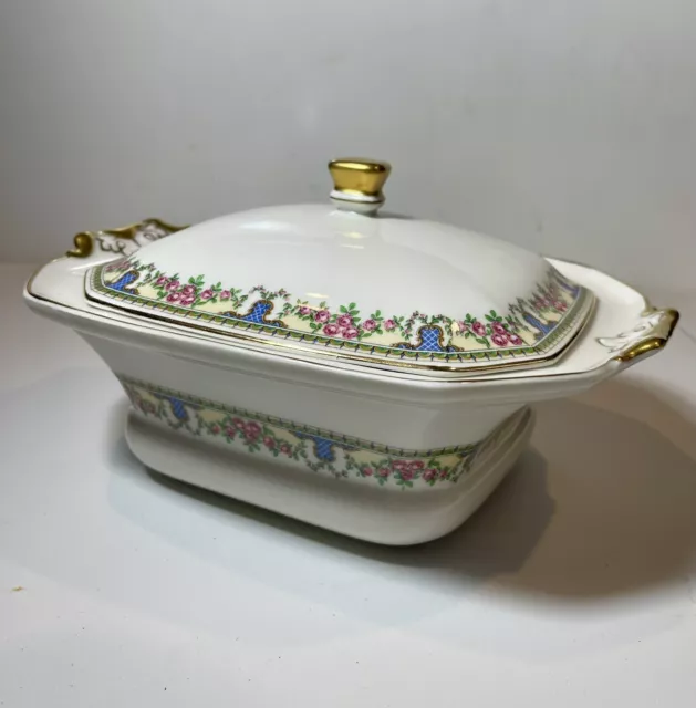 T & V Limoges France Lidded Porcelain Tureen La Cloche Roses Gold Granny Core