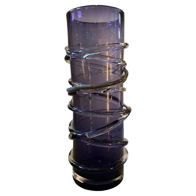 1980s Organic Modern Sergio Chang Style Purple Murano Glass Cylinder Florero