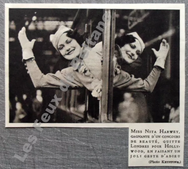Document Photo Miss NITA HARWEY concours beauté Londres   1933