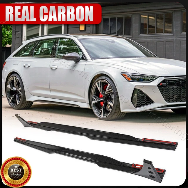 For Audi RS6 Avant Wagon 19-21 Dry Carbon Fiber Side Skirt Extension Lip Spoiler