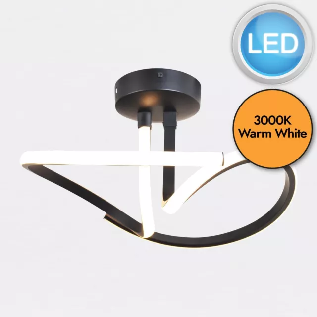 Moderne mattschwarze LED Deckenleuchte Unterputz Armatur Wirbel Design