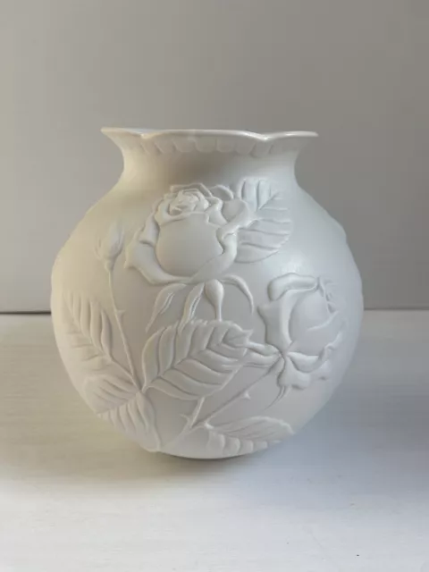 Kaiser W. Germany. Porcelain Embossed Rose Vase. No.663 Signed M. Frey. VGC