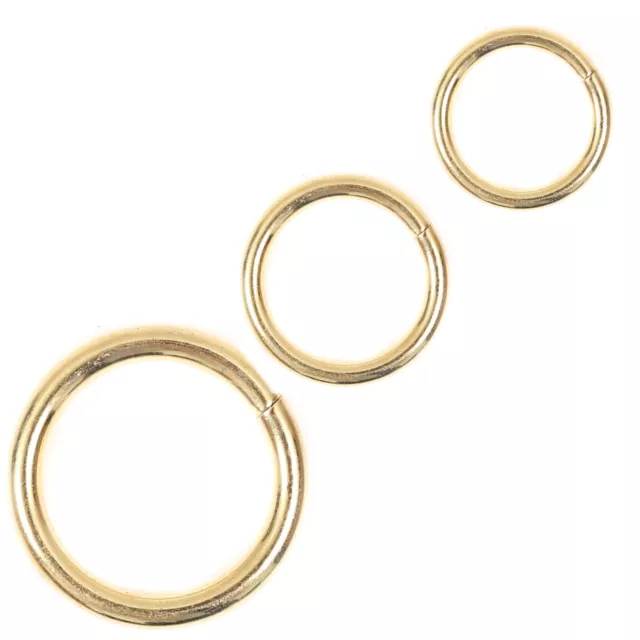 BRASS CURTAIN RINGS Small Large Metal Gold Loop/Hoop Hook Pole Rod Fitting Set