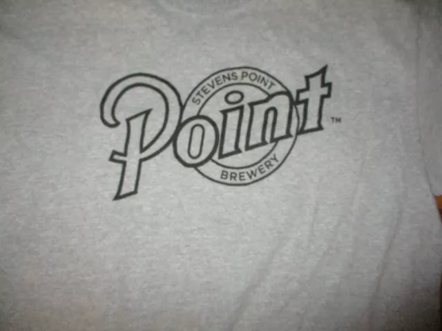 Gray POINT BREWERY Logo T Shirt XL Stevens Point Wisconsin Beer